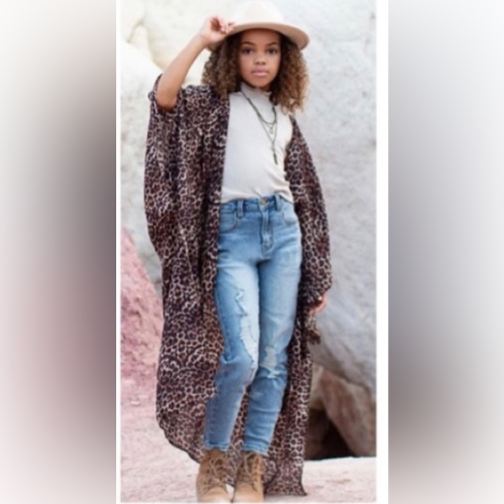 Joyfolie - Mia Joy Girl Cheetah Kimono | Girl Size Small (fits 6/7)